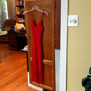 Red  crochet dress with red slip, size M, Cache